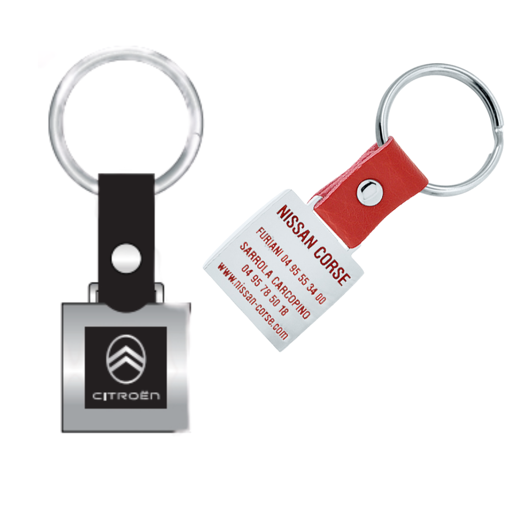 Porte-clés carré avec similicuir