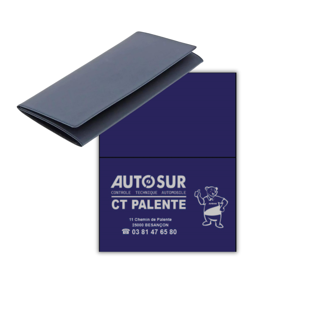 [PCGG3V-N] Pochette carte grise 3 volets Pleins GOMME (Noir)